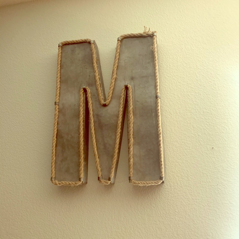 Tin M with rope trim Farmhouse Decour